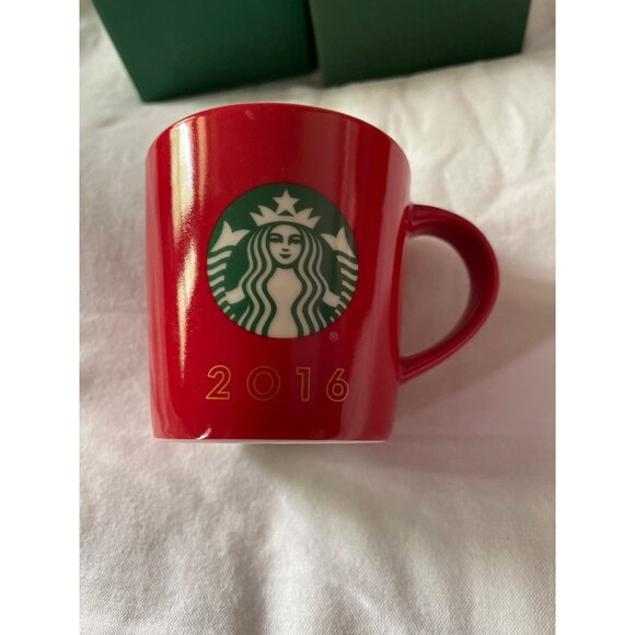 Starbucks 2016 Red Mini Ceramic Mug Ornament 3oz With Box - Picture 2 of 5